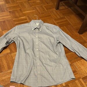 Brooks Brothers Gray Blue Dress Shirt Long-Sleeved Button-Up